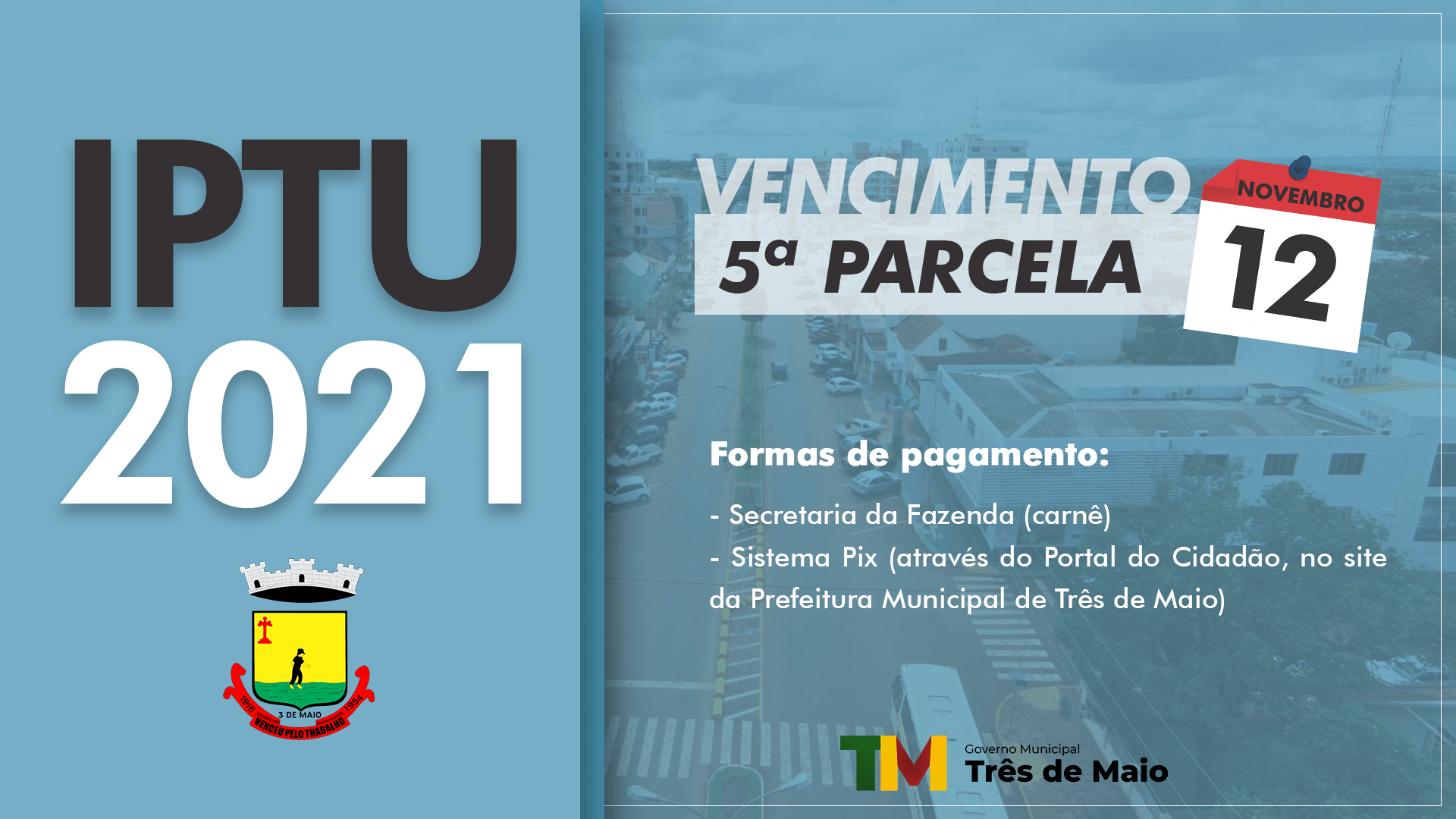ÚLTIMA PARCELA DO IPTU VENCE NA SEXTA-FEIRA